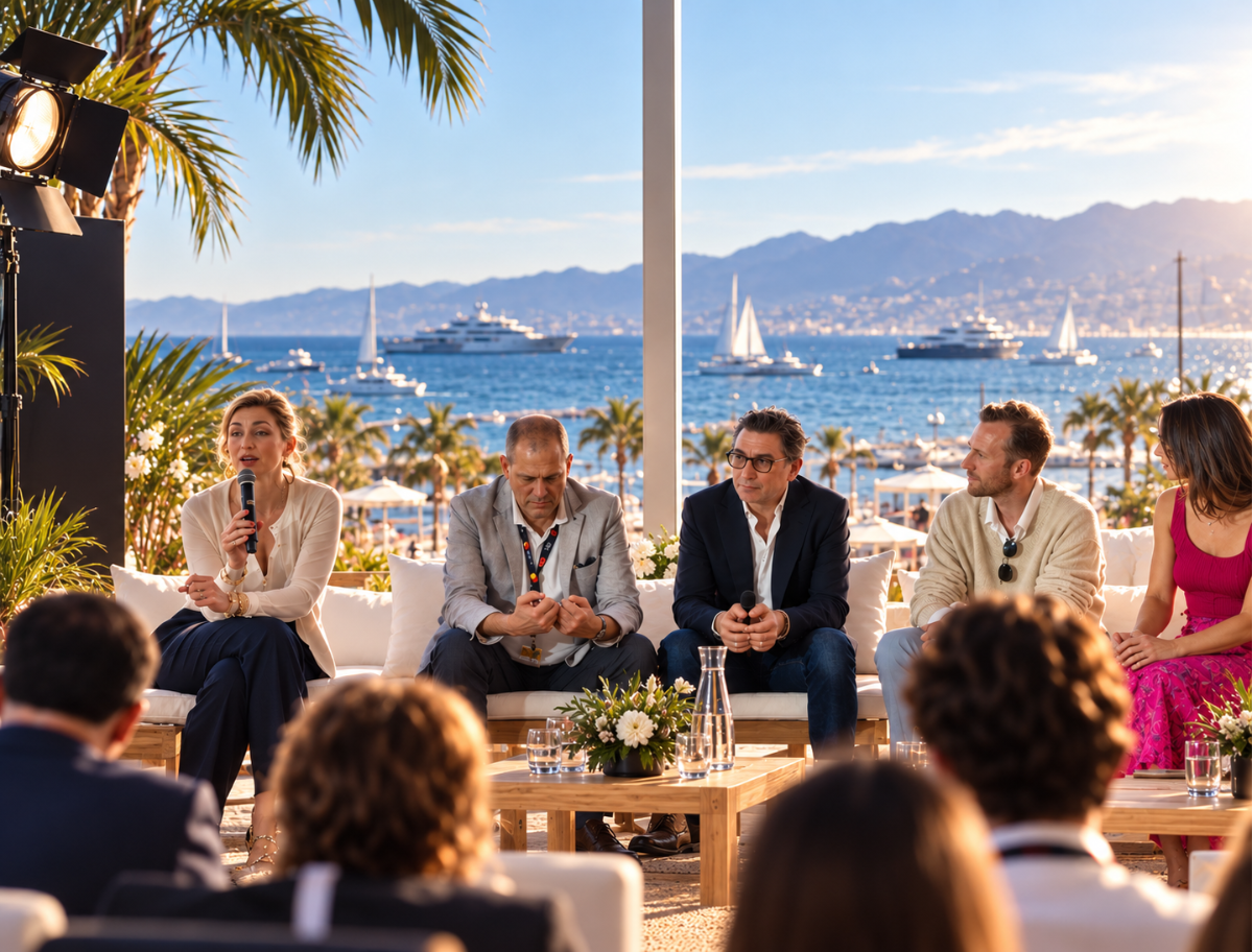 Table ronde techCannes sur une plage à Cannes
